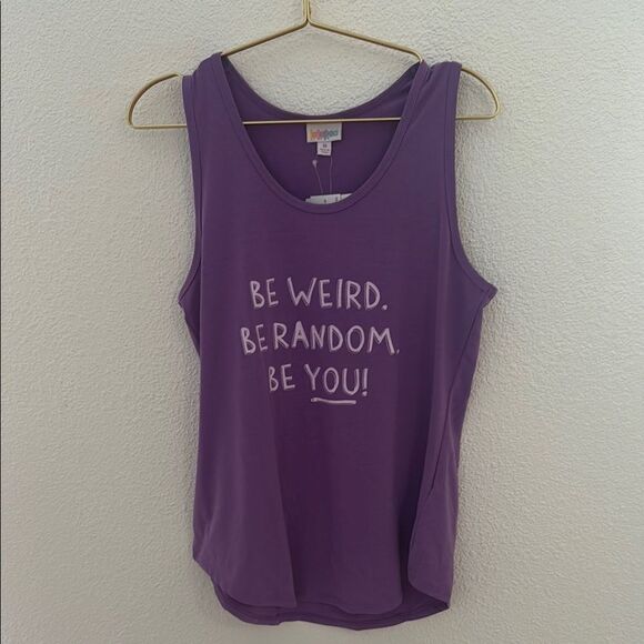 LuLaRoe Tops - NWT- LuLaRoe- Purple Tank Top - Be Weird, Be Random, Be You!- Size Medium